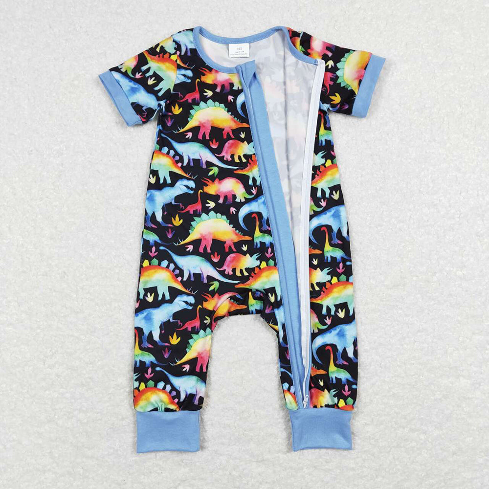 Baby Infant Boys Dinosaur Colorful Zip Rompers