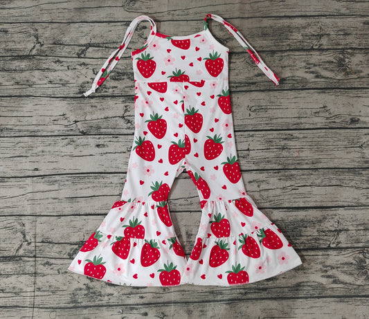 Baby Girls Strawberry Hearts Flowers Jumpsuits