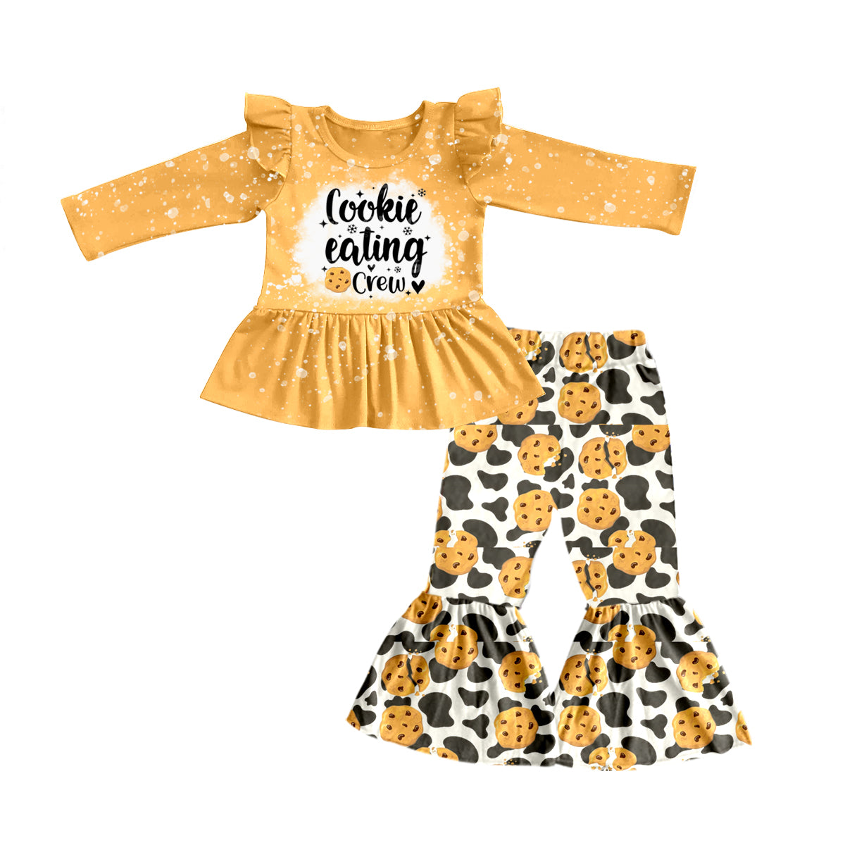 Baby Girls Leopard Cookie Tunic Top Pants Clothes Sets preorder(moq 5)