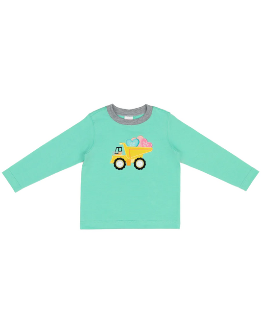 Baby Boys Green Hearts Long Sleeve Valentines Tee Shirts Tops preorder(moq 5)