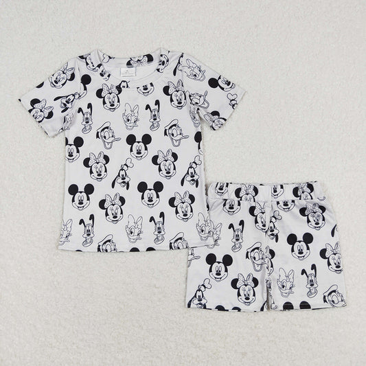 Baby Girls Cartoon Mouse Grey Shirt Shorts Pajamas Clothes Sets