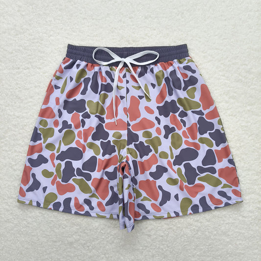 Adult Man Green Grey Camo Bottom Trunk Shorts Swimwear