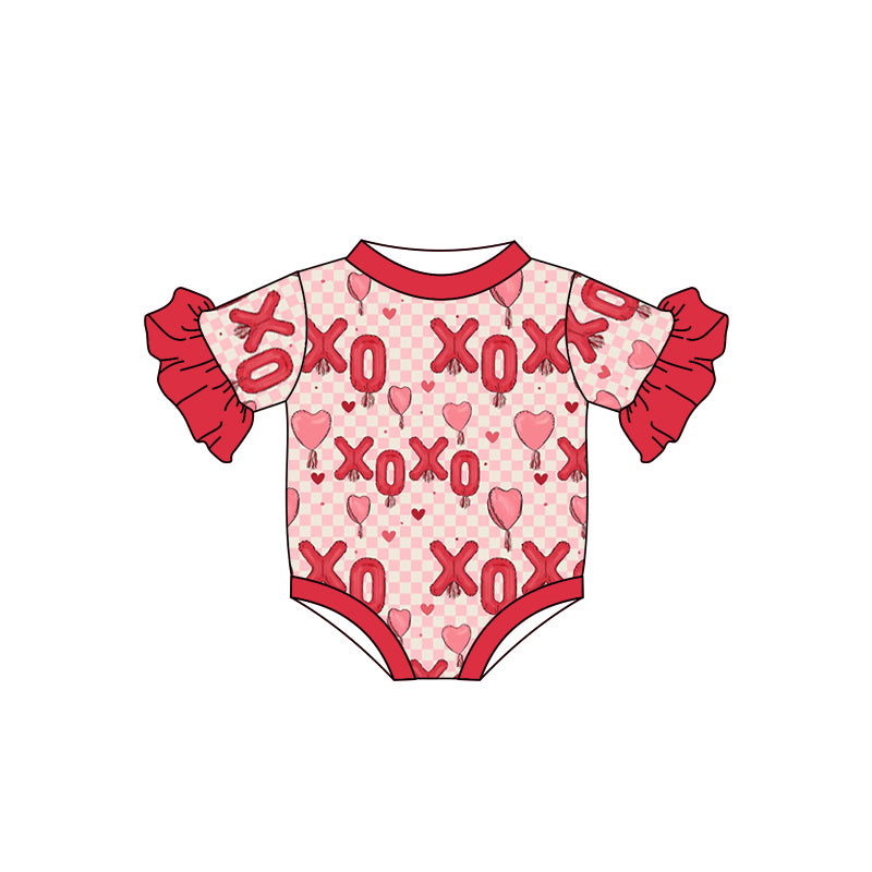 Baby Girls Valentines XO Flutter Sleeve Rompers preorder(moq 5)