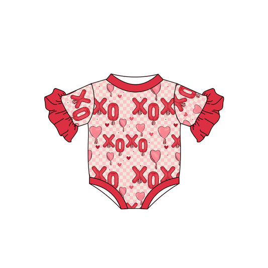 Baby Girls Valentines XO Flutter Sleeve Rompers preorder(moq 5)