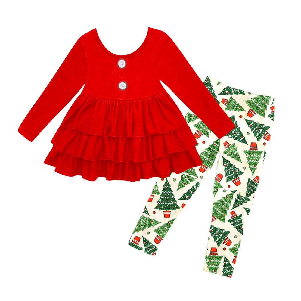 Baby Girls Christmas Ruffle Top Legging Clothing Sets preorder(moq 5)