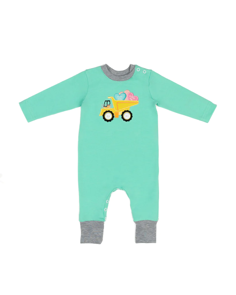 Baby Boys Valentines Hearts Tractor Long Sleeve Rompers preorder(moq 5)