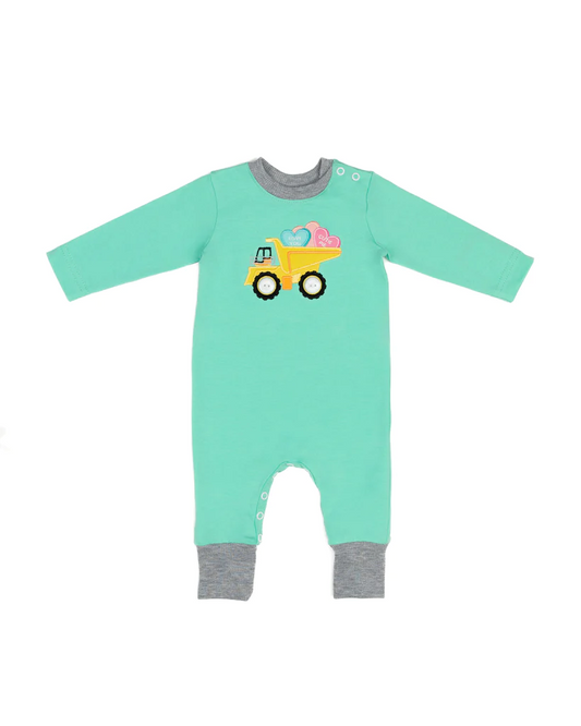 Baby Boys Valentines Hearts Tractor Long Sleeve Rompers preorder(moq 5)