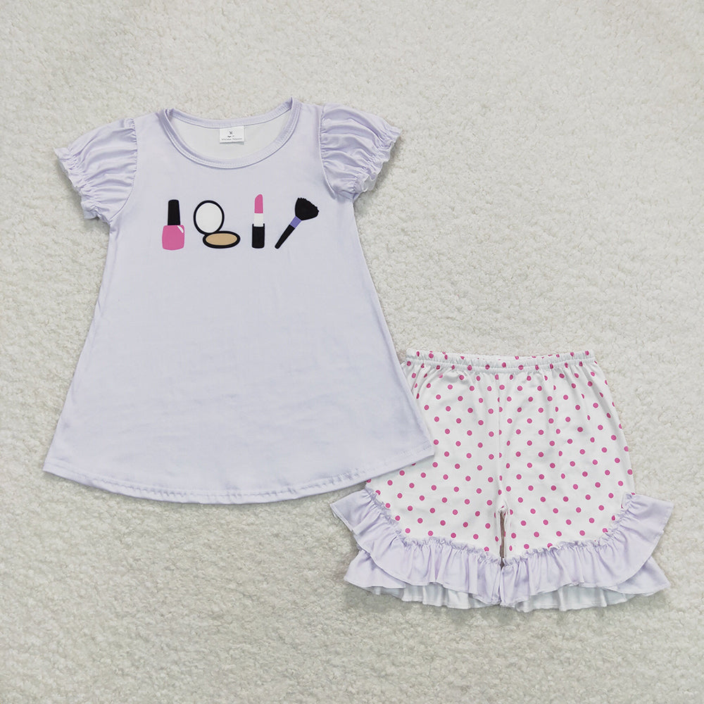 Baby Girls Lavender Mirror Tunic Top Ruffle Shorts Clothes Sets