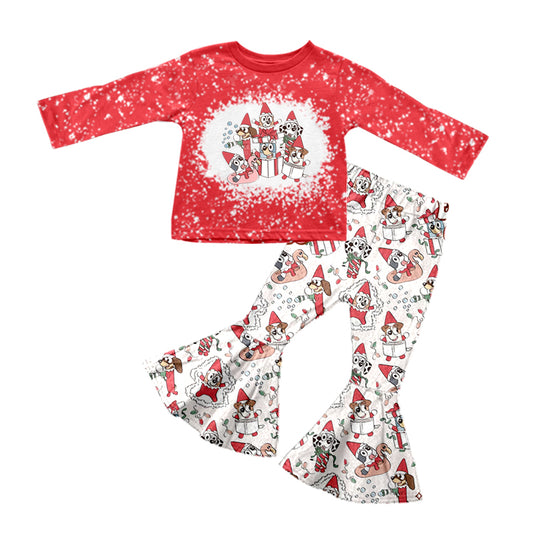 Baby Girls Christmas Dogs Long Sleeve Top Pants Clothes Sets preorder(moq 5)