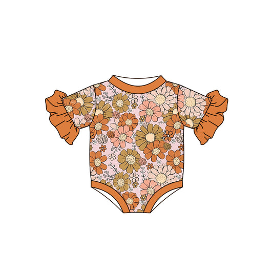 Baby Girls Flowers Flutter Sleeve Rompers preorder(moq 5)