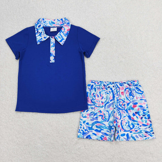 Baby Boys Blue Floral Shirt Top Shorts Clothes Sets