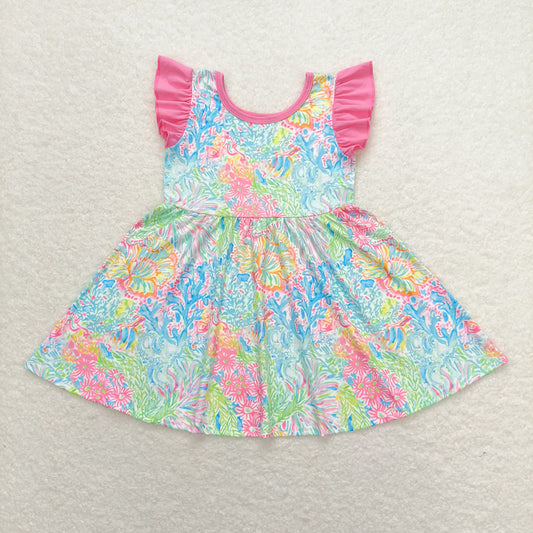 Baby Girls Pink Flowers Twirl Dresses