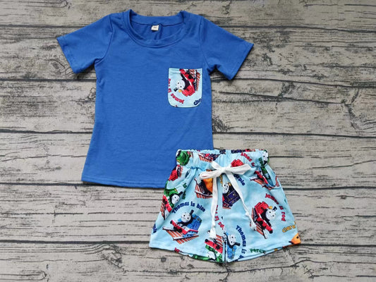 Baby Boys Train Short Sleeve Tee Shirts Tops Shorts Clothes Sets preorder (moq 5)