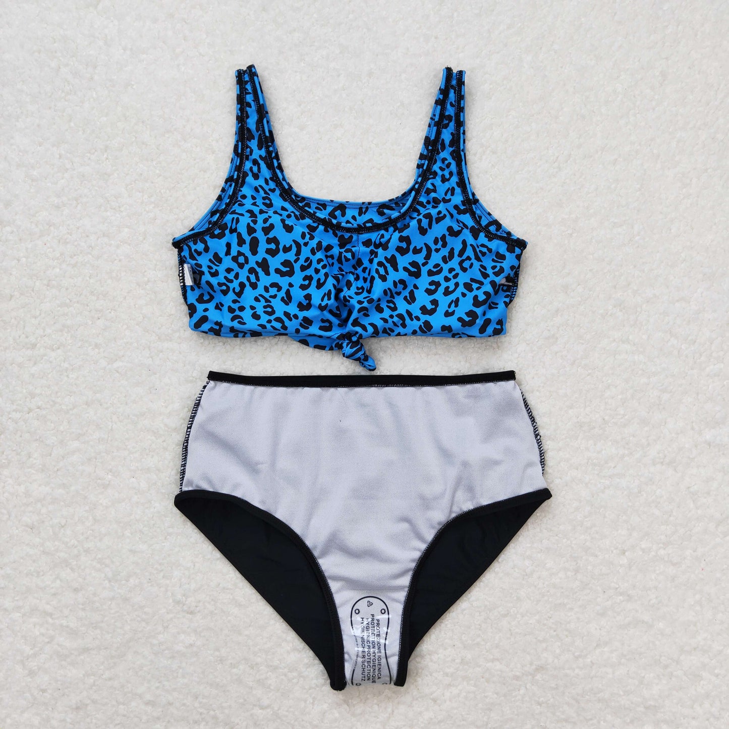 Adult Women Green Leopard Top Bottom Swimsuits Sets