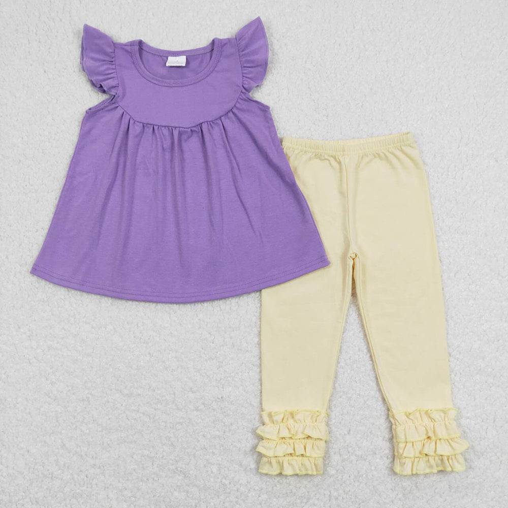 Baby Girls Dark Lavender Tunic Top Icing Ruffle Legging Clothes Sets