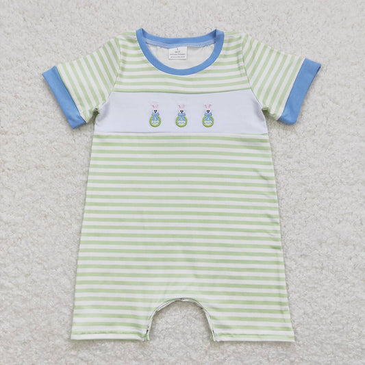 Baby Infant Boys Easter Rabbit Eggs Short Sleeve Rompers
