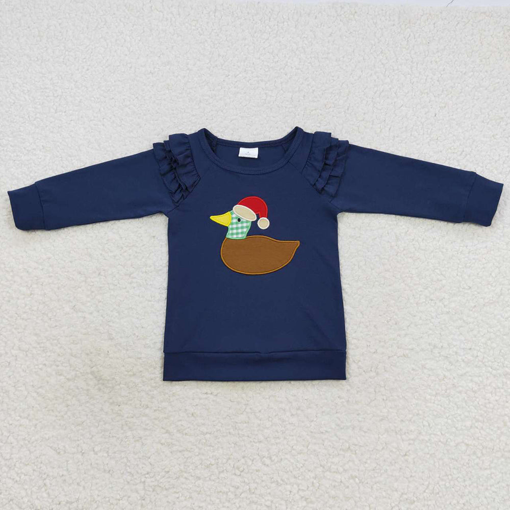 Christmas Baby Girls Duck Hats Long Sleeve Ruffle Shirts