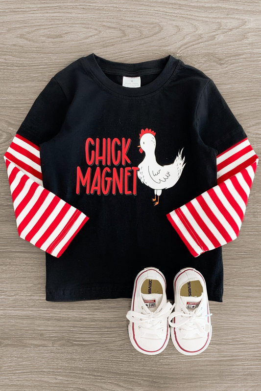 Baby Boys Valentines Chick Long Sleeve Red Tee Tops preorder(moq 5)