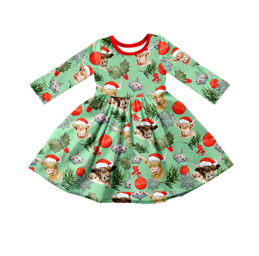 Baby Girls Christmas Cow Twirl Dresses preorder(moq 5)