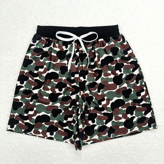 Adult Man Green Camo Bottom Trunk Shorts Swimwear