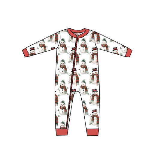 Christmas Snowman Baby Infant Long Sleeve Zip Rompers preorder(moq 5)