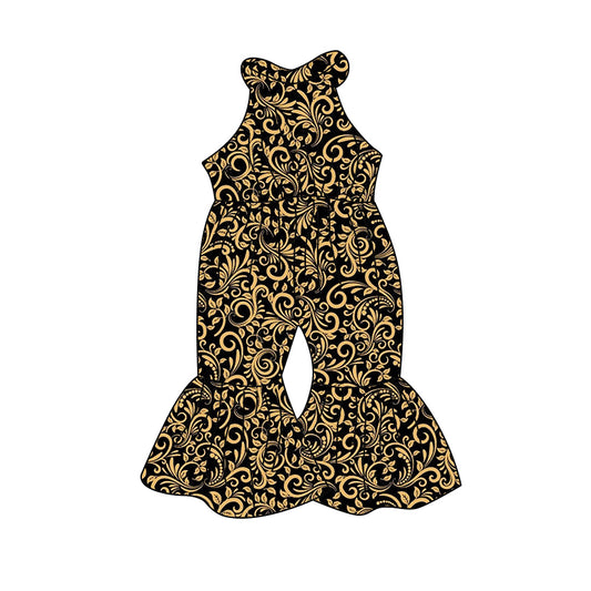 Baby Girls Gold Flowers Bell Pants Jumpsuits preorder(moq 5)