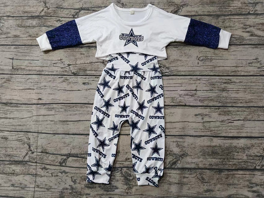 Baby Girls Cowboys Team Top 2pcs Jumpsuits Clothes Sets preorder(moq 5)