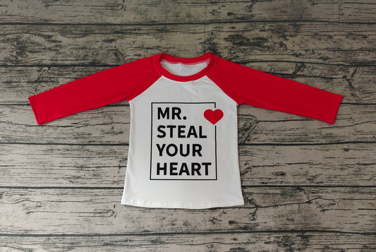 Baby Boys Valentines Long Sleeve Red Hearts Raglan Shirts Tops
