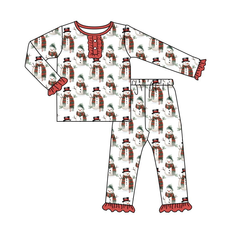 Baby Girls Christmas Snowman Pajamas Clothes Sets preorder(moq 5)