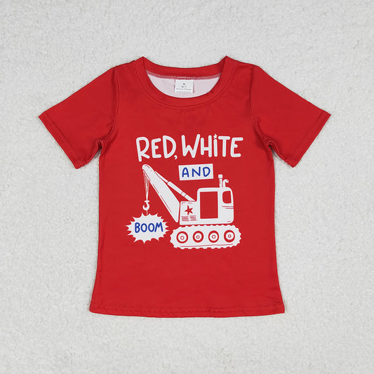 Baby Boys Red 4th Of July Truck Short Sleeve Tee Shirts Tops