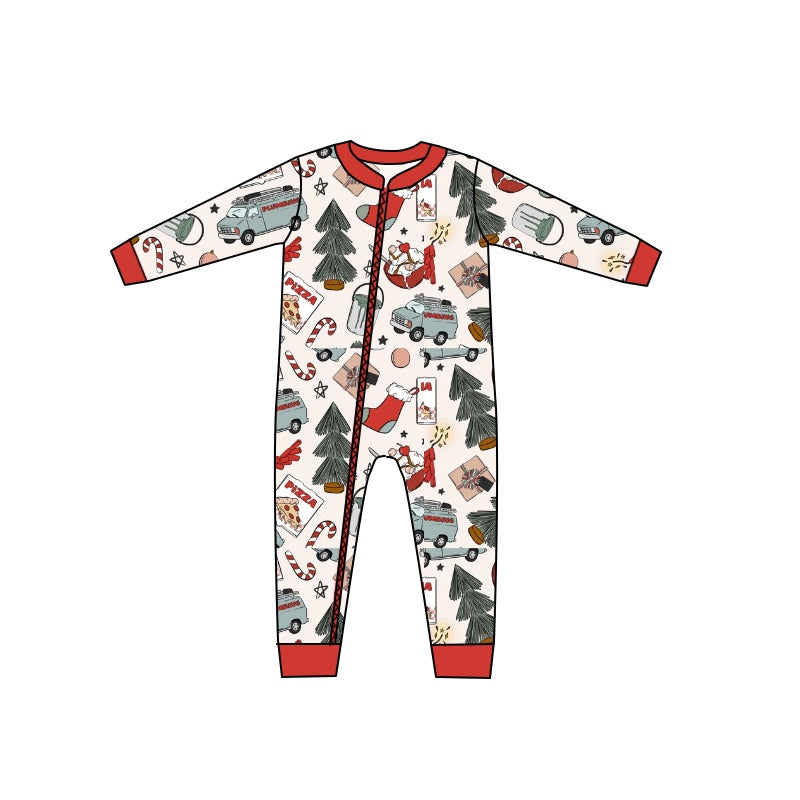 Christmas Present Baby Infant Long Sleeve Zip Rompers preorder(moq 5)