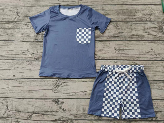 Baby Boys Blue Pocket Tee Top Shorts Clothes Sets preorder(MOQ 5)