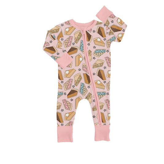Baby Girls Pie Pink Long Sleeve Zip Rompers preorder(moq 5)