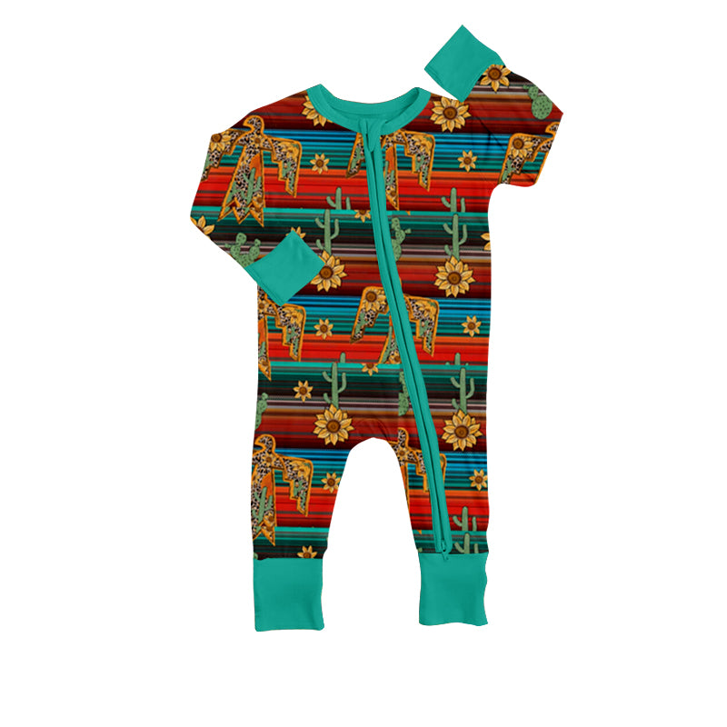 Baby Infant Western Bird Long Sleeve Zip Rompers preorder(moq 5)