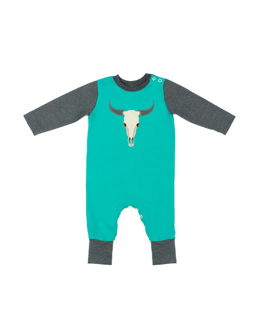 Baby Boys Western Cows Green Long Sleeve Rompers preorder(moq 5)