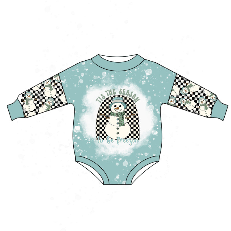 Baby Infant Snowman Chrsitmas Long Sleeve Zip Rompers preorder(moq 5)