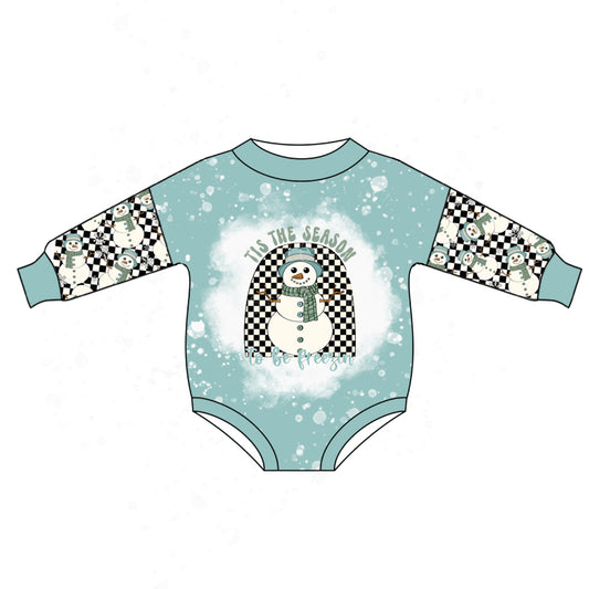 Baby Infant Snowman Chrsitmas Long Sleeve Zip Rompers preorder(moq 5)