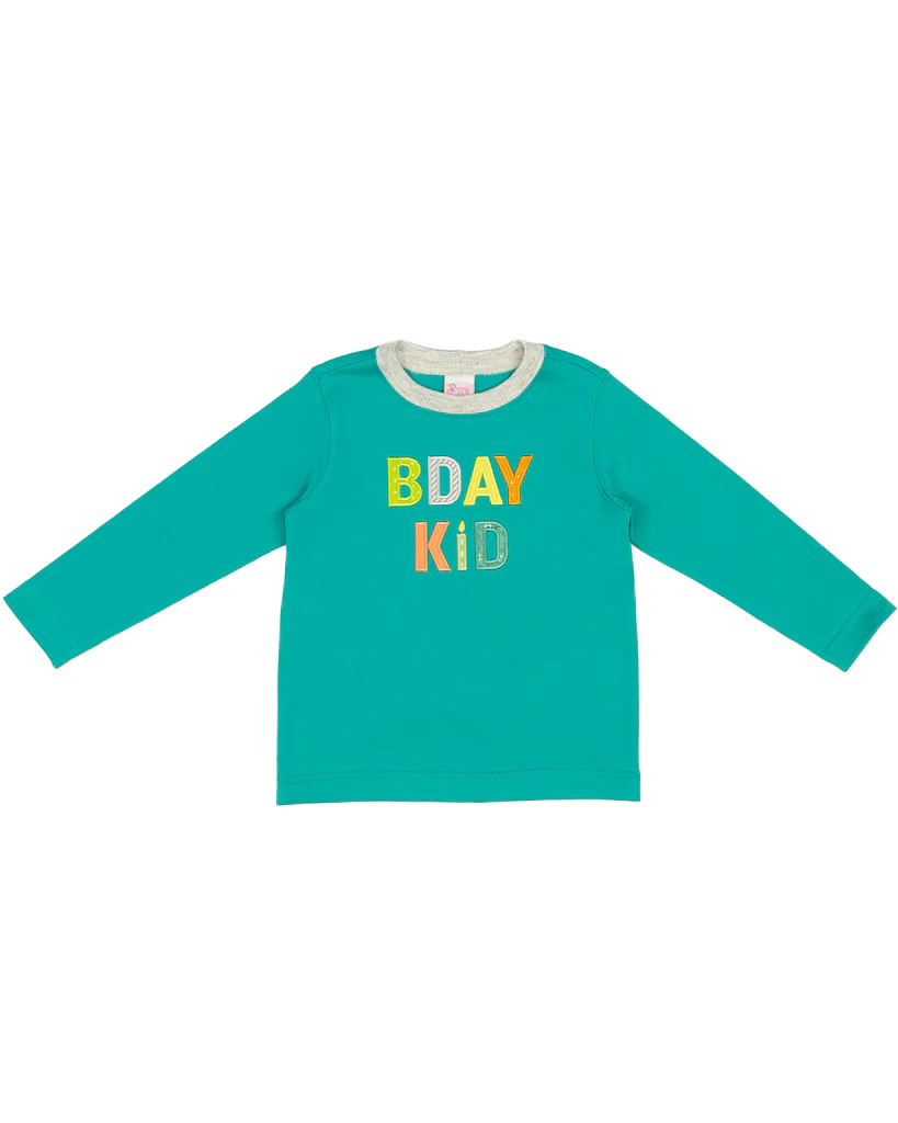 Baby Boys Green Birthday Kid Long Sleeve Tee Shirts Tops preorder(moq 5)