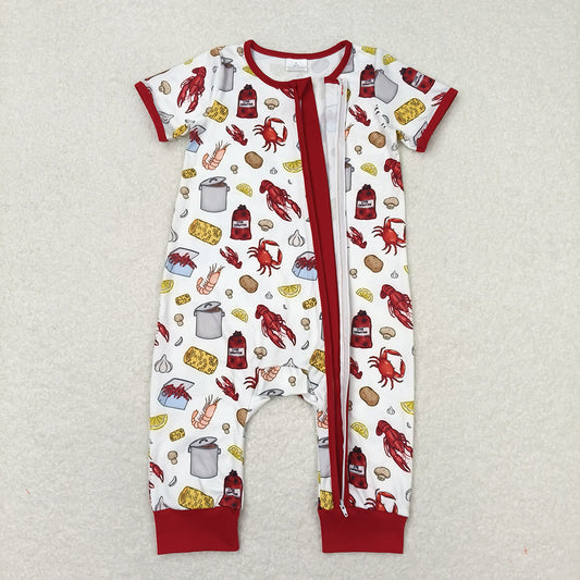 Baby Boys Crawfish Zip Short Sleeve Summer Rompers