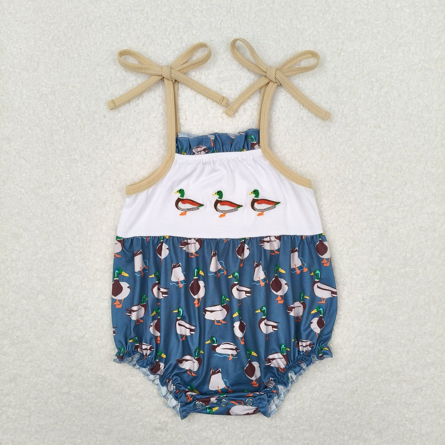 Baby Girls Boys Duck Embroidery Sibling Rompers Clothes Sets