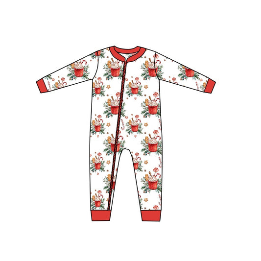 Christmas Cups Baby Infant Long Sleeve Zip Rompers preorder(moq 5)