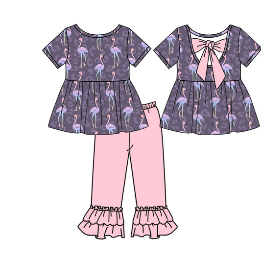 Baby Girls Flamingo Tunic Pants Clothing Sets preorder(moq 5)