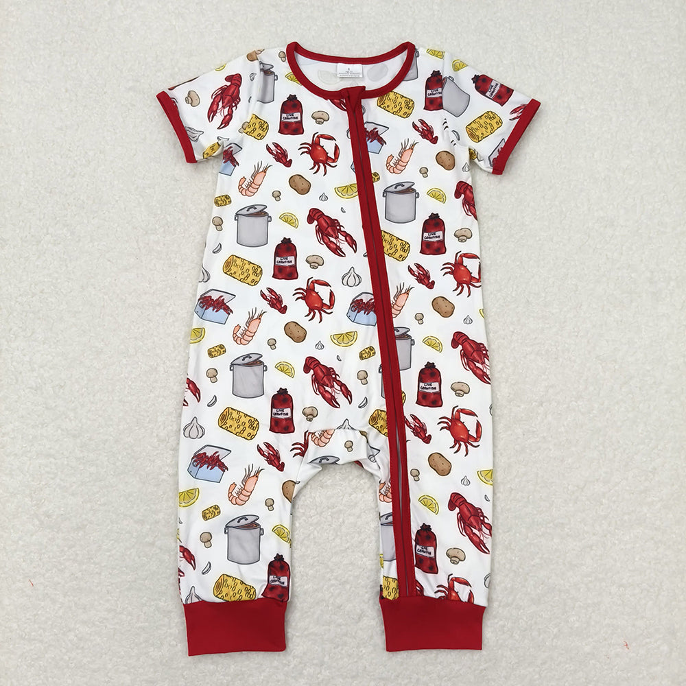 Baby Boys Crawfish Zip Short Sleeve Summer Rompers