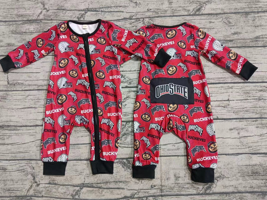 Baby Infant Boys Team Ohiostate College Football Zip Rompers preorder(moq 5)