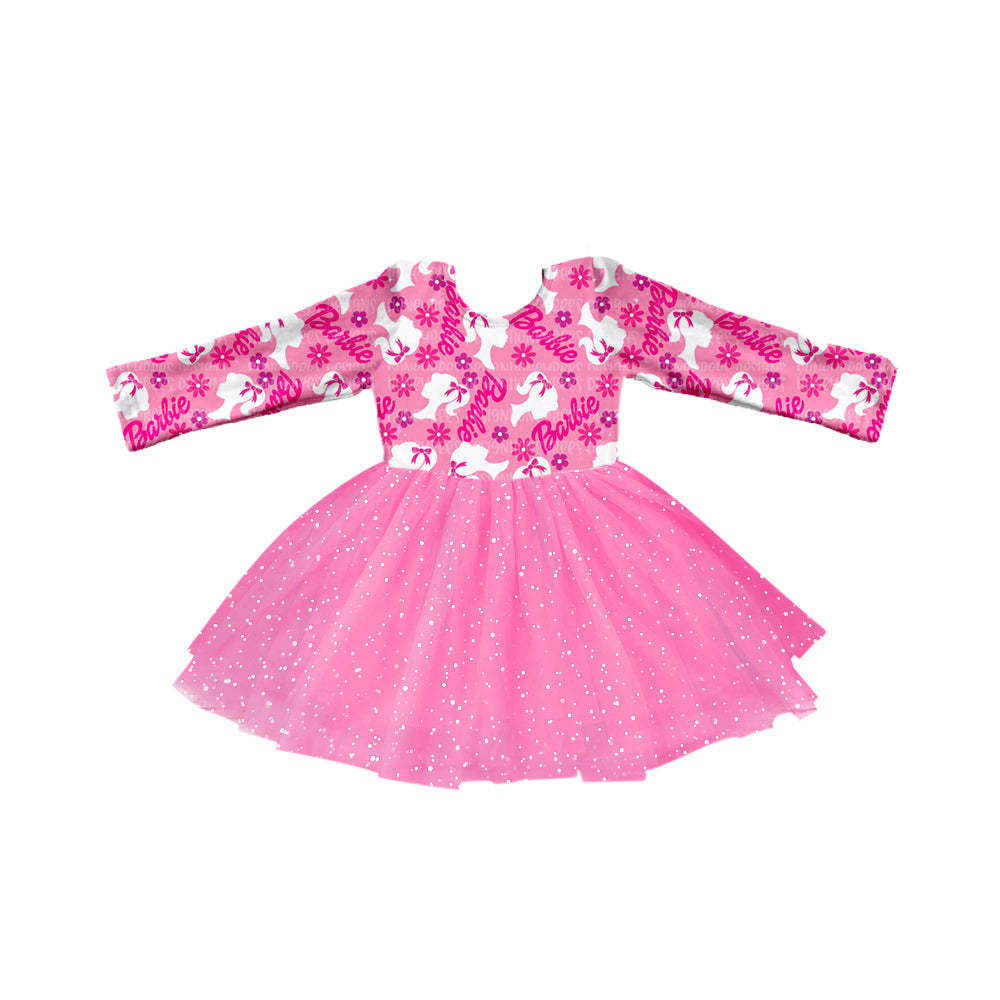 Baby Girls Pink Doll Tutu Long Sleeve Dresses preorder(moq 5)