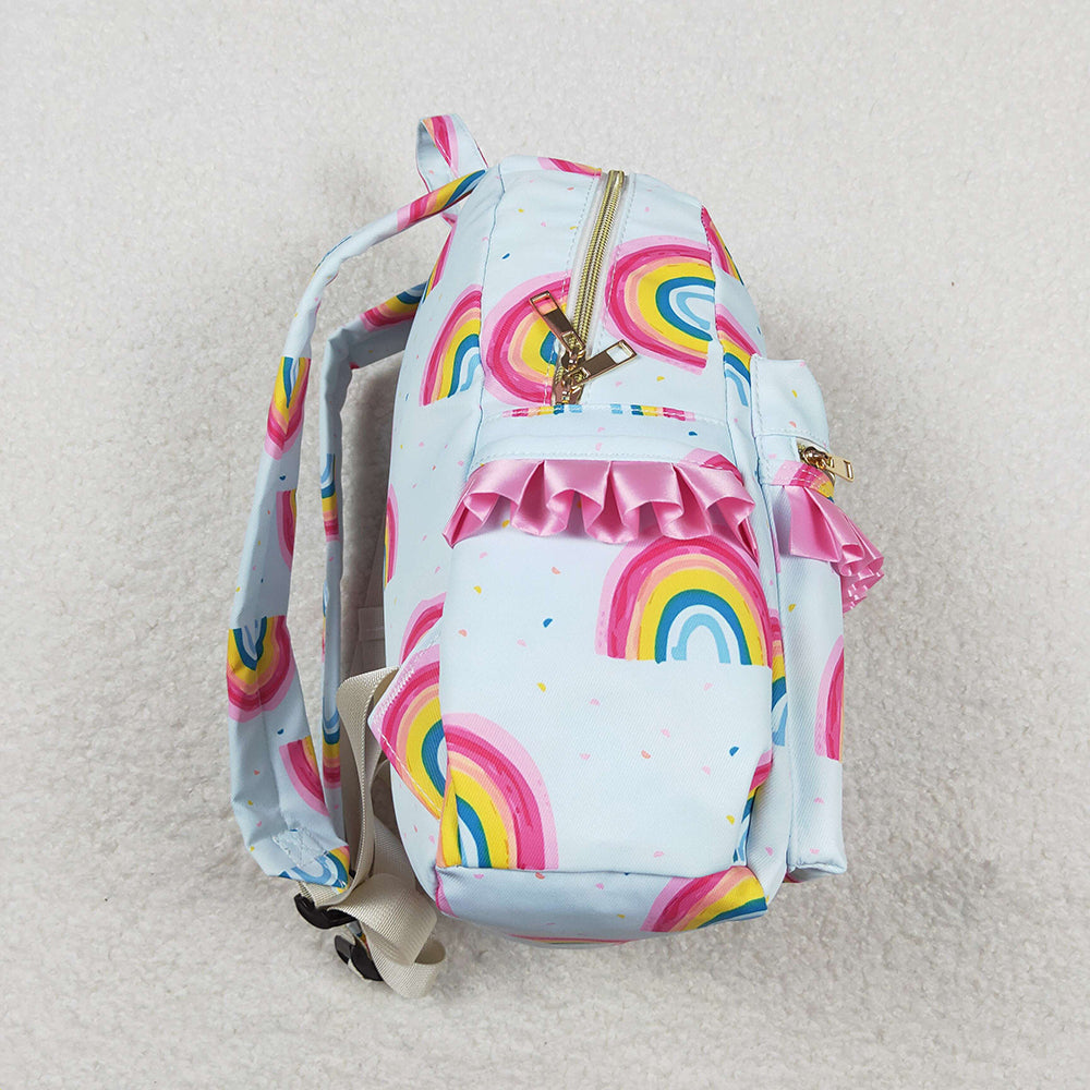 Baby Kids Girls Pink Ruffle Rainbow Backpack Back Bags