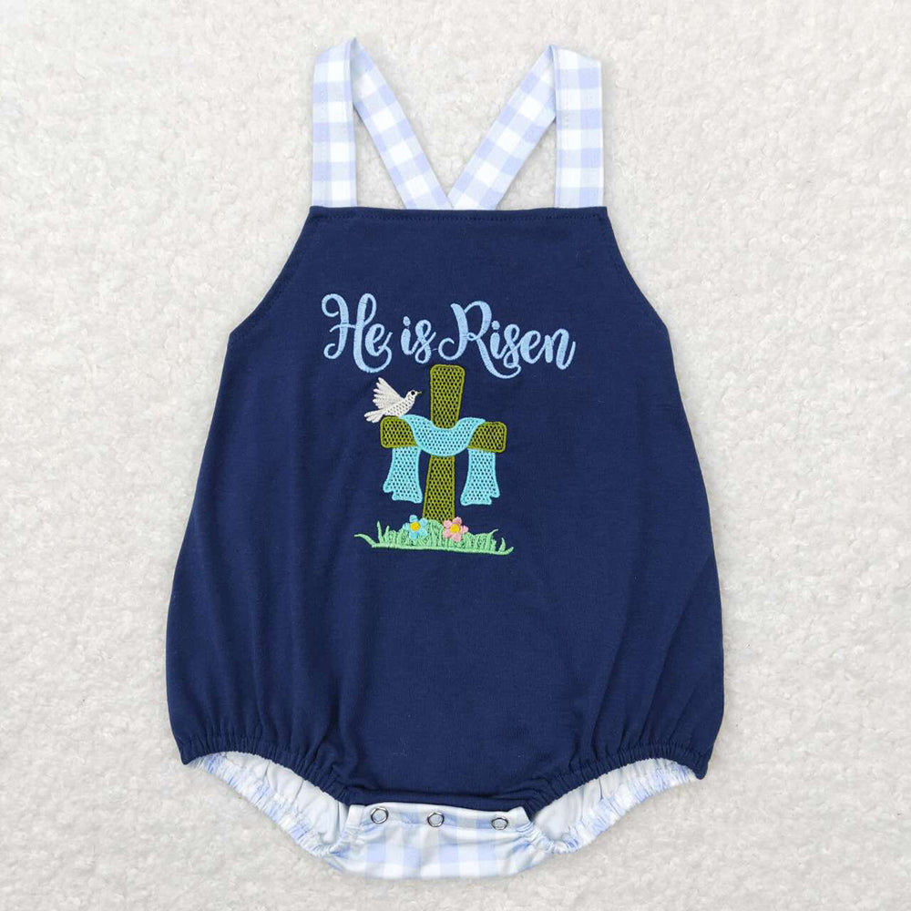 Baby Infant Boys Easter He Is Risen Bubble Rompers