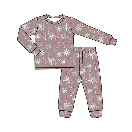 Baby Girls Christmas Candy Cane Hearts Pants Pajamas Clothes Sets preorder(moq 5)