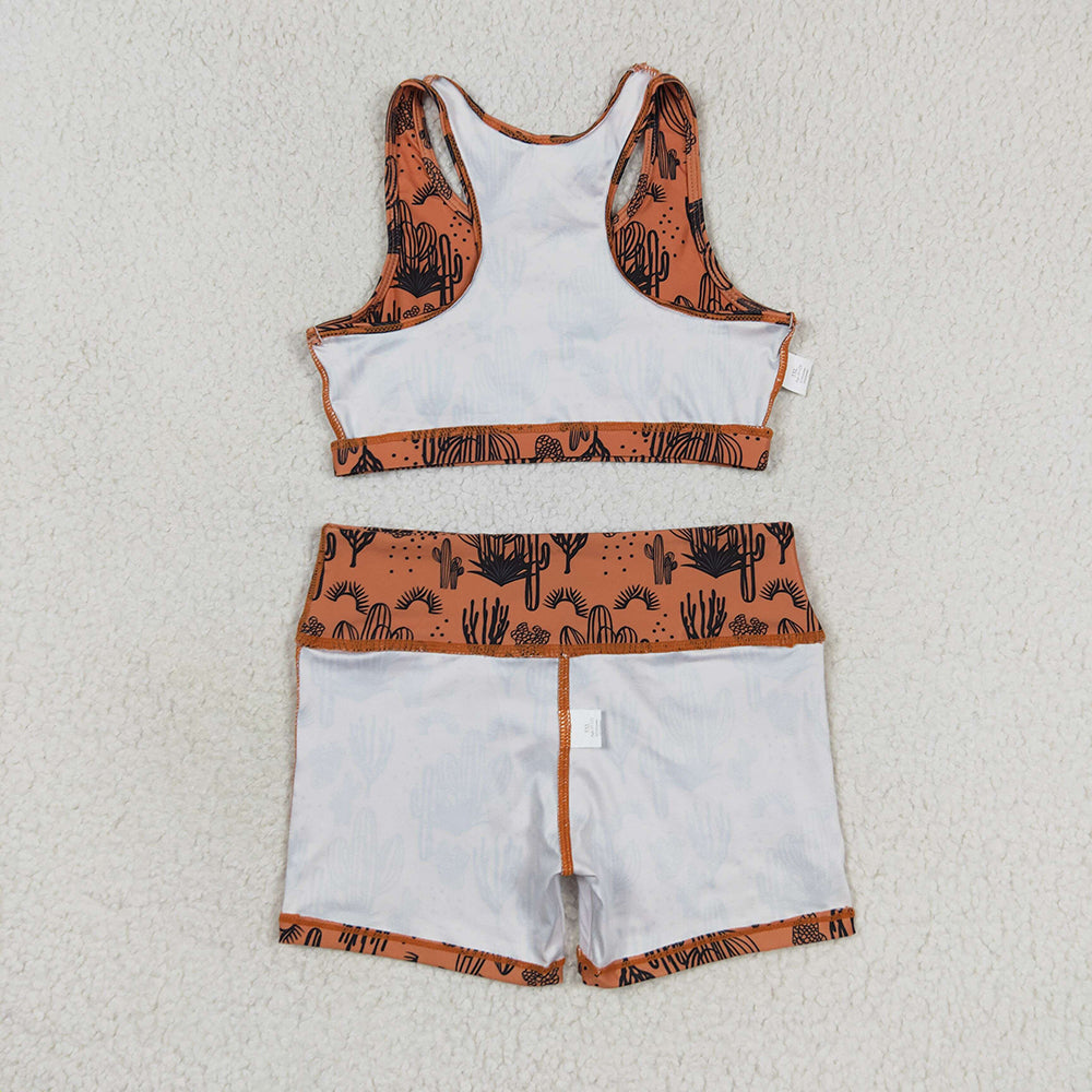 Baby Girls Cactus Brown Crop Tops Shorts Clothes Sets
