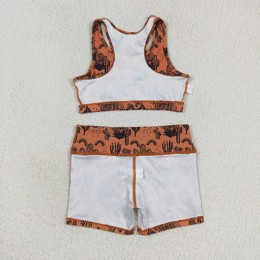 Baby Girls Cactus Brown Crop Tops Shorts Clothes Sets